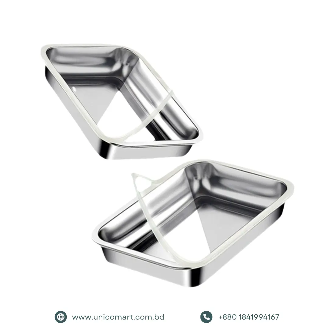 ১ পিস প্রিমিয়াম স্টেইনলেস স্টিল ফুড গ্রেড ট্রে (ঢাকনাসহ)
