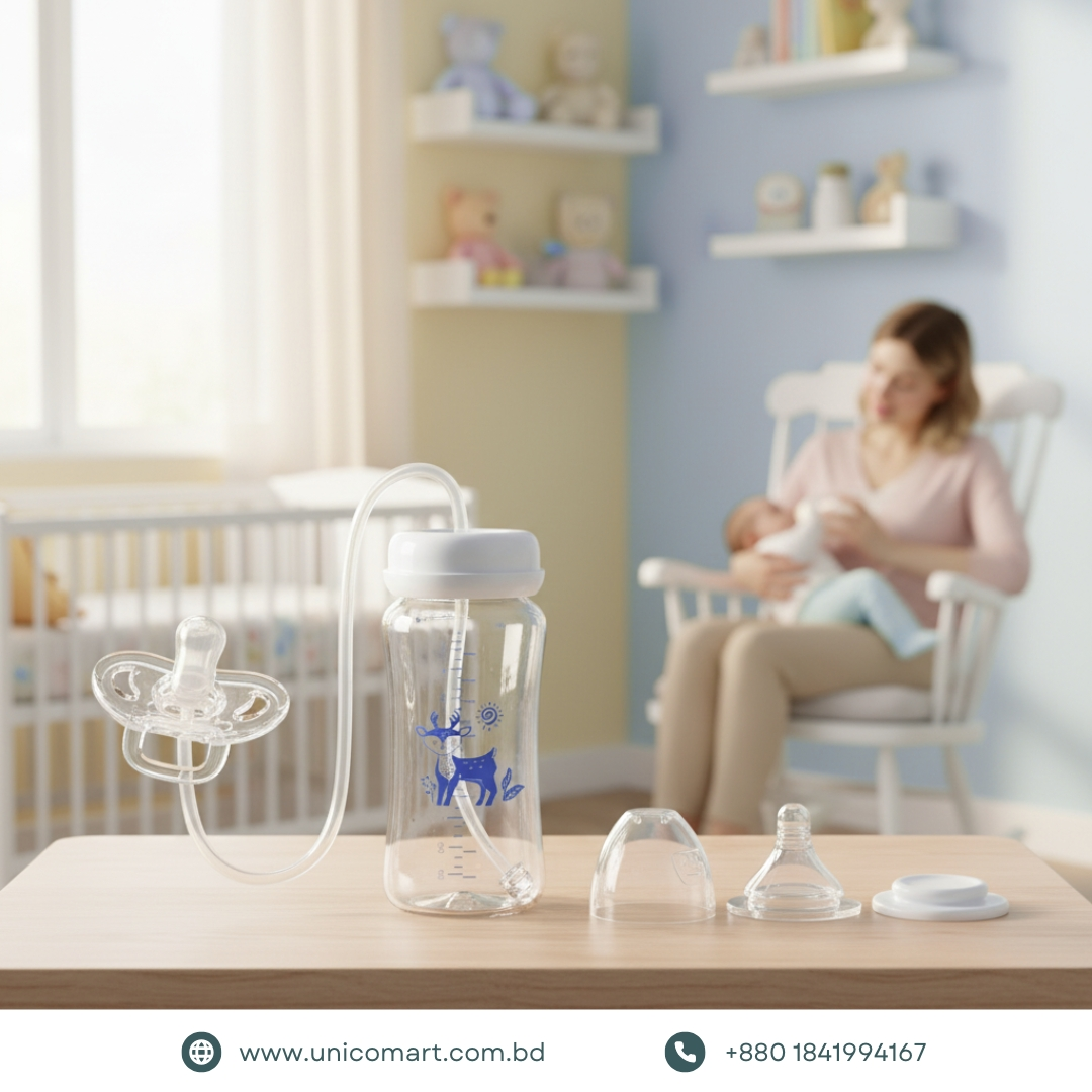 3-in-1 Hands-Free Baby Bottle with Pacifier( 300 ml) - Image 2
